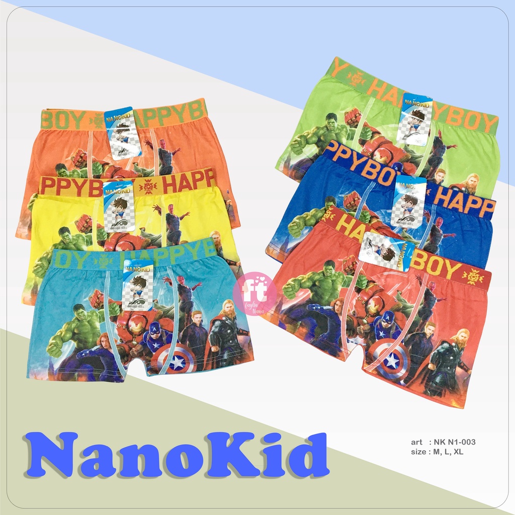 NANOKID | Celana Dalam Anak Segiempat / Boxer Anak Cowok / art NK N1