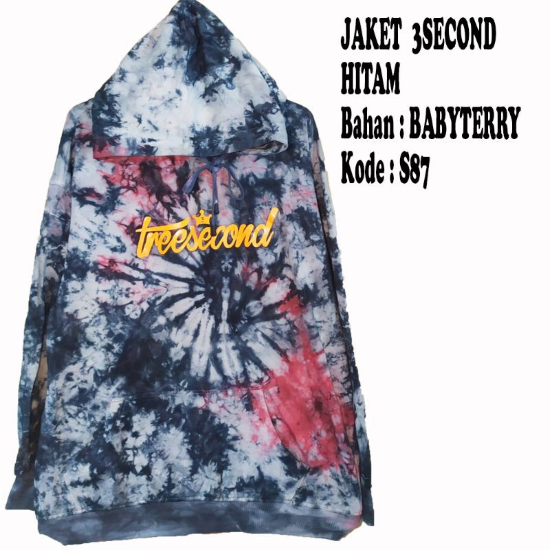 Jaket Hoodie 3second tie dye Hitam S87