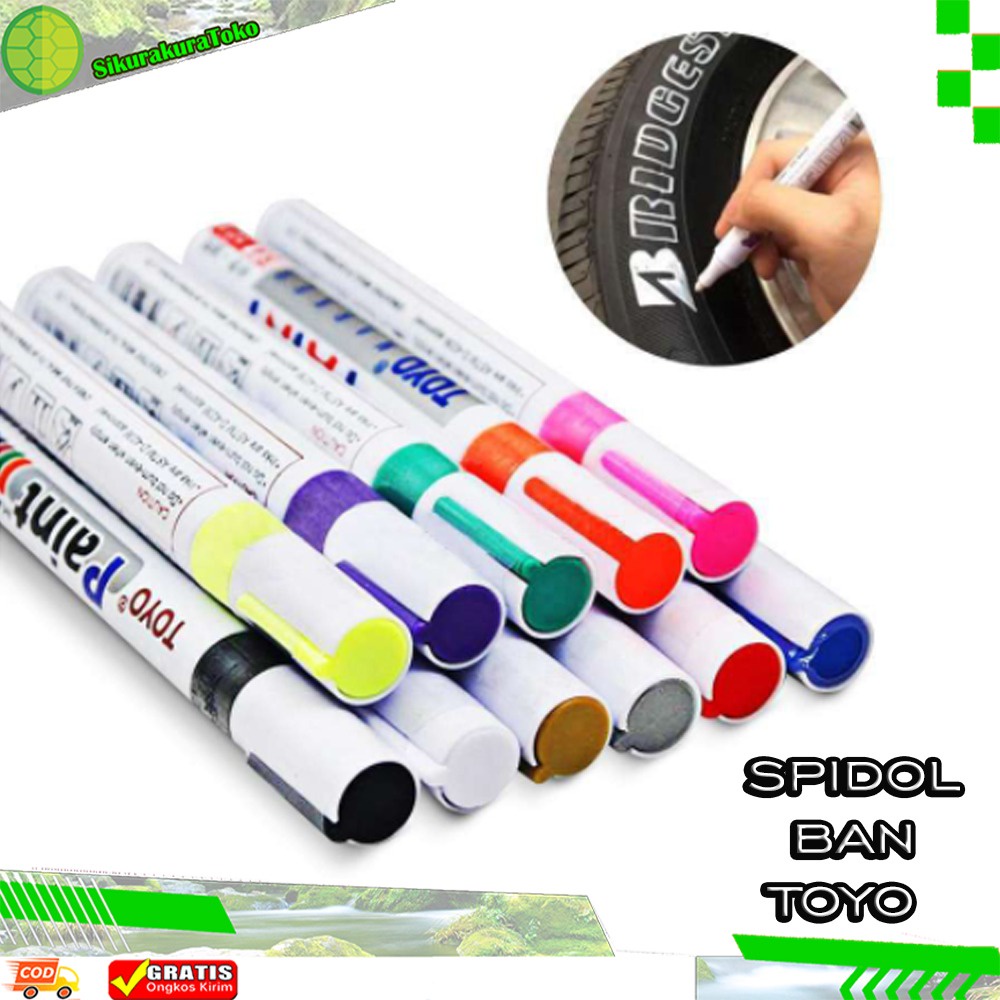 

(SKR) Grosir Spidol Ban Toyo Paint Marker Original Import Warna Warni : Silver Merah Putih Kuning Gold Biru Hitam