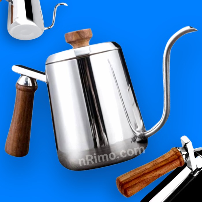 Jual Teko Kopi Leher Angsa Stainless Steel Gagang Kayu Gooseneck Kettle