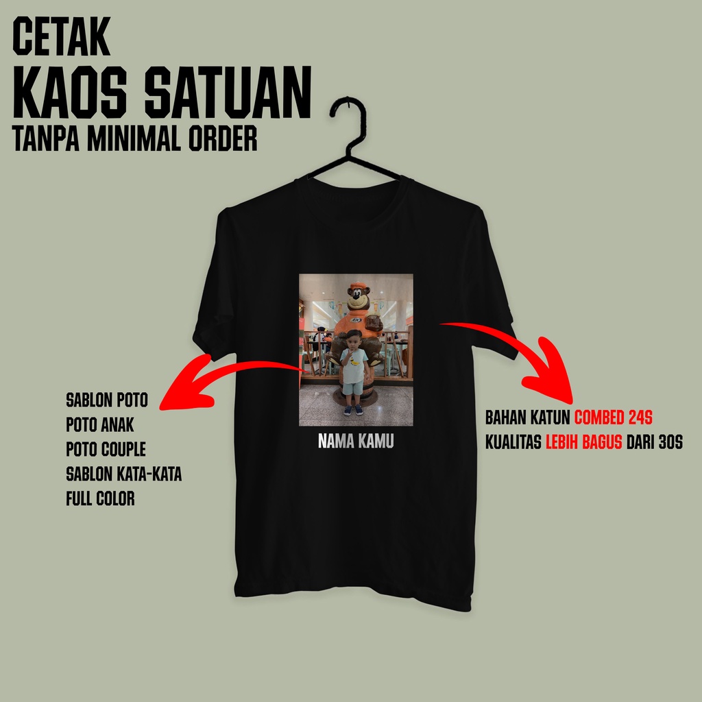 Kaos Custom Satuan Desain SUka-Suka Sablon Poto Sablon Kata-kata sablon poto couple