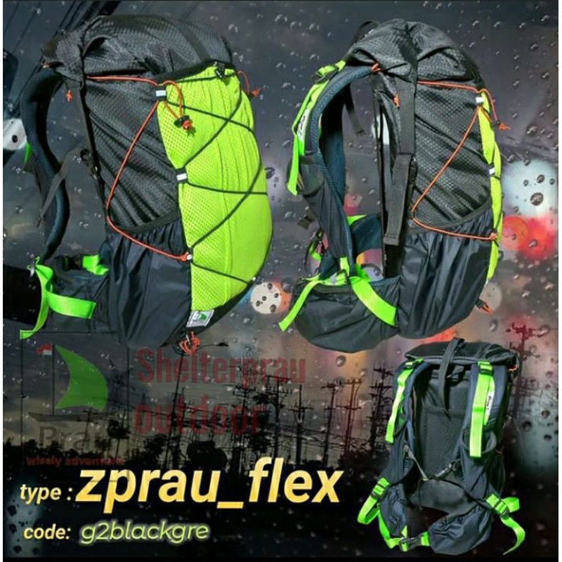 Tas gunung merk shelter prau Backpack Ultralight tas gunung punggung type zprau flex G2 kapasitas 36 liter