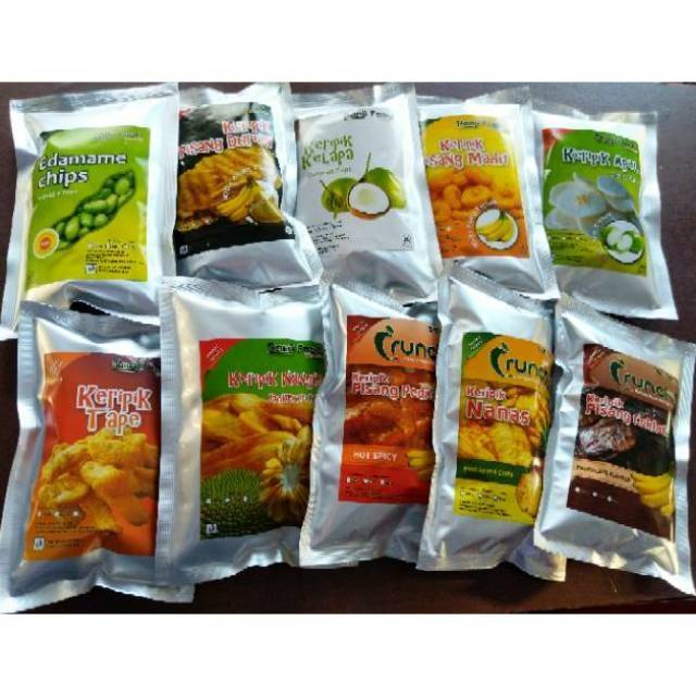 Keripik Buah &amp; Sayur Kemasan 100-140gr | Keripik Nangka, Apel, Salak, Mangga, Nanas, Edamame, Pisang