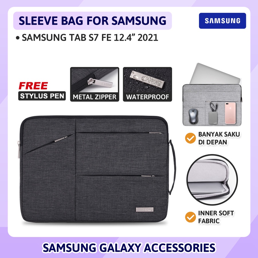 Samsung Galaxy Tab S7 FE 12.4 2021 SM T730 T736 Tas Tablet Sleeve Sarung Case Bag Pouch Handbag Casi