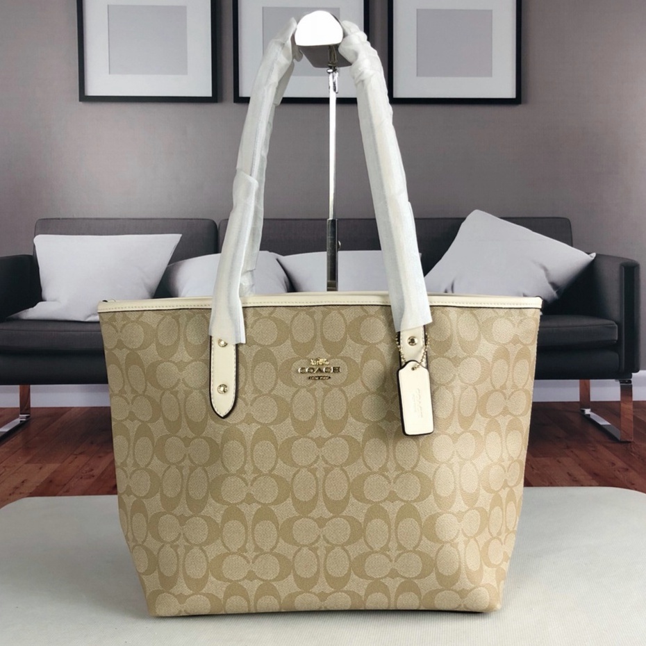 [Instant/Same Day] coach 58292 Canvas leather tote bag for ladies with one shoulder bag gwd