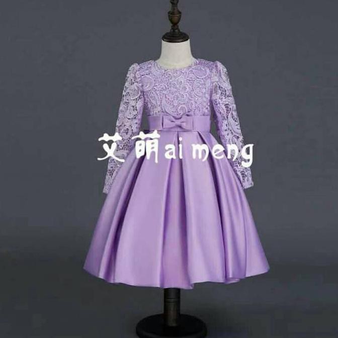 baju pesta anak cewek import branded gaun brukat ungu japanese girl