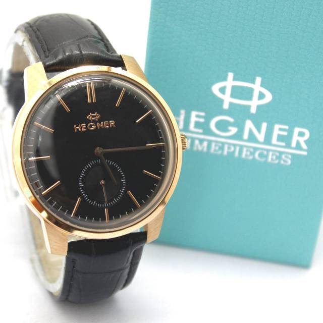 JAM TANGAN COWOK PRIA HEGNER HW1637G-3M ROSEGOLD BLACK ORIGINAL