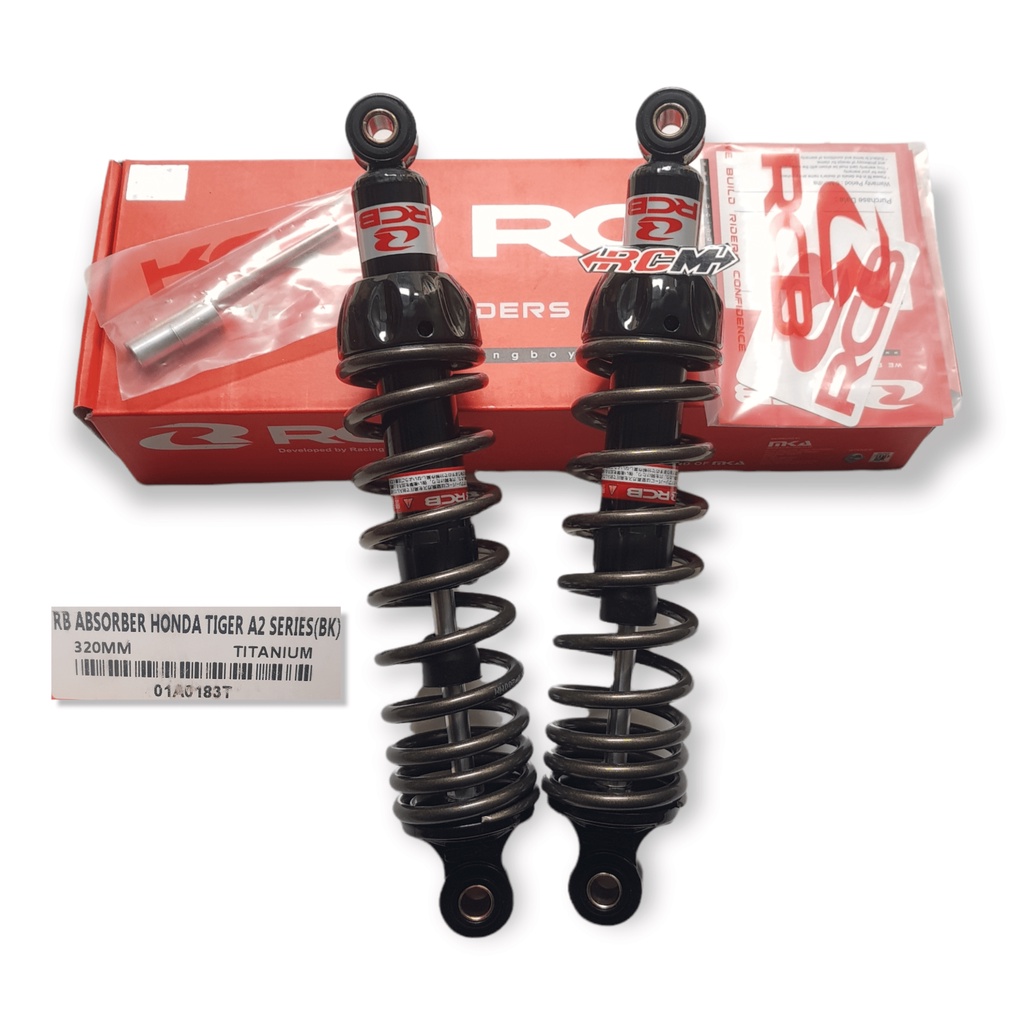 SUSPENSI SUSPENSION PEREDAM KEJUT ABSORBER SHOCKBREAKER SHOCK BREAKER SHOCK SKOK SOK BLK BLKG BELAKANG A2 SERIES 320MM 320 MM TITANIUM TITTANIUM MP MEGA PRO MEGAPRO GL CB RXKING RXK TIGER DLL ORI ORIGINAL RCBB RCB RACING BOY RACINGBOY ASLI