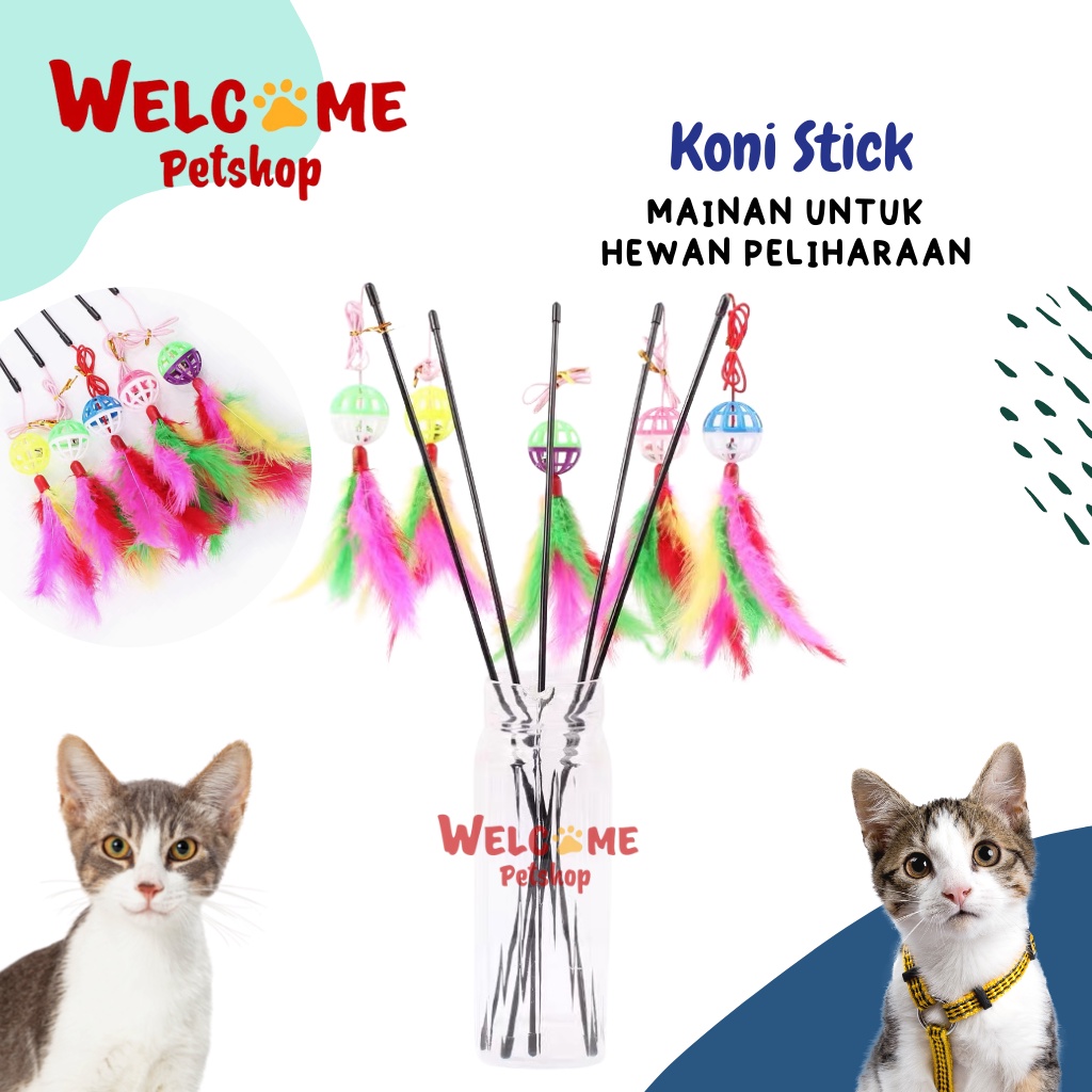 Koni Stick Mainan Kucing Tongkat Bulu Bola Cat Toy Stick