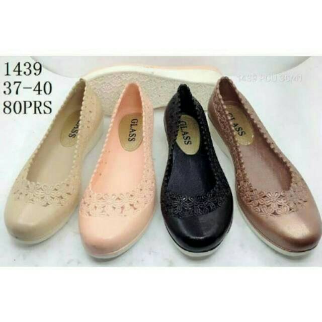 Sepatu teplek flat shoes wanita cewe karet jelly glass