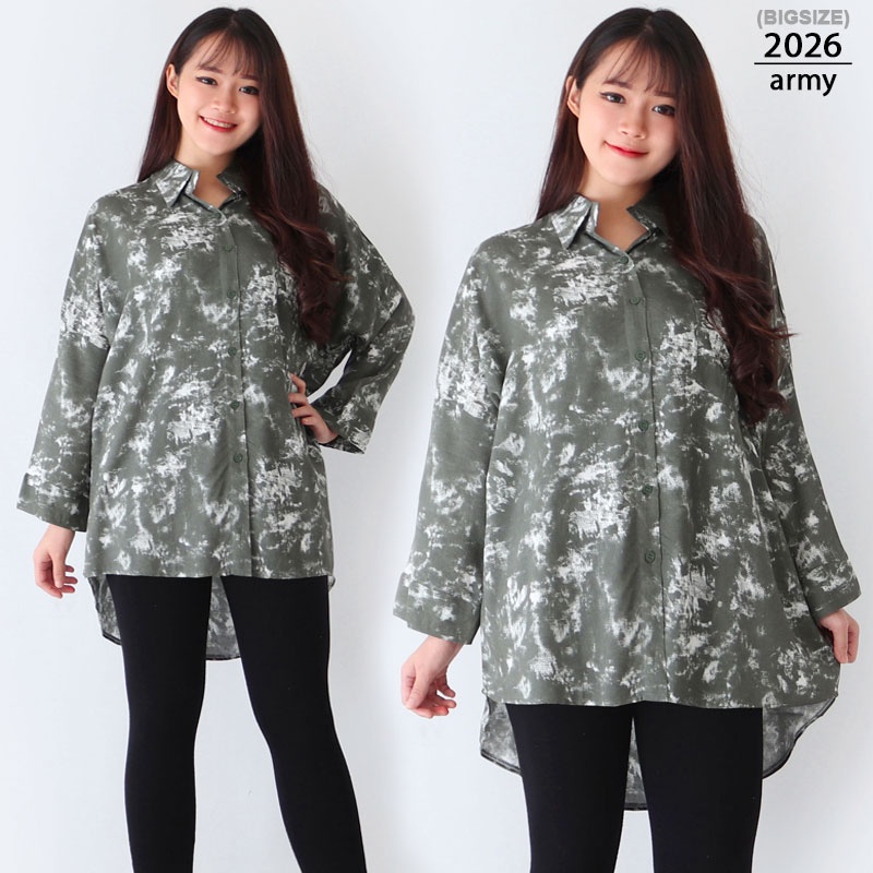 Arena - Kemeja Wanita Oversized Tangan Panjang-2026 - army