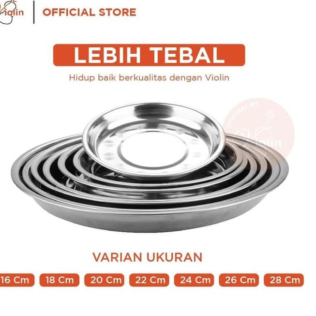 ｀ GROSIR VIOLIN NAMPAN BULAT BUNGA STAINLESS 28 cm PBD-802A Terupdateー