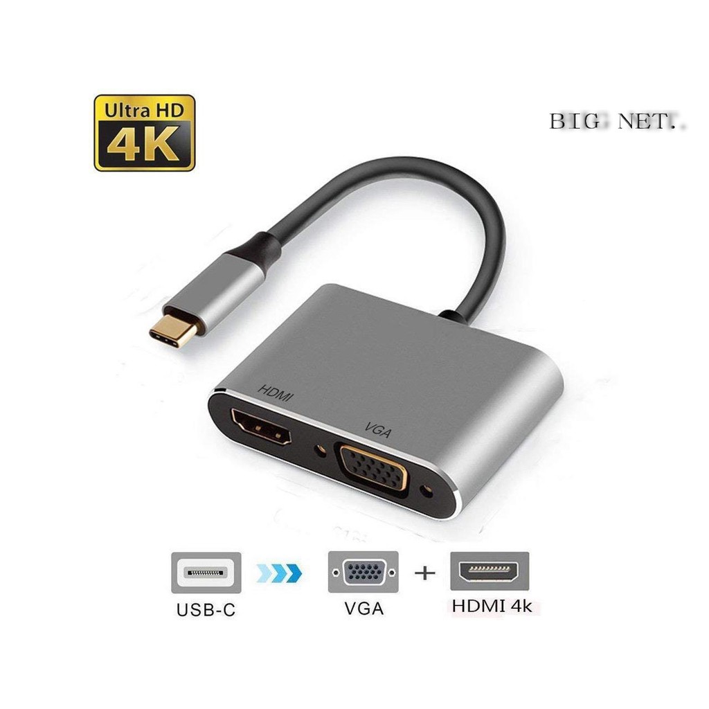 TYPE-C (USB C) TO HDTV+VGA converter 2in1# TYPE-C TO HDMI+VGA