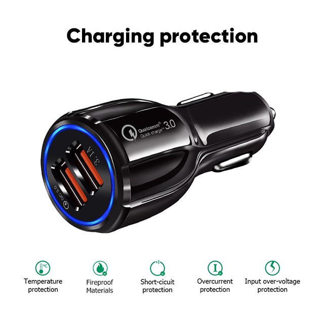 99K Car Charger QC3.0 Fast Charging 2 Ports Casan Mobil