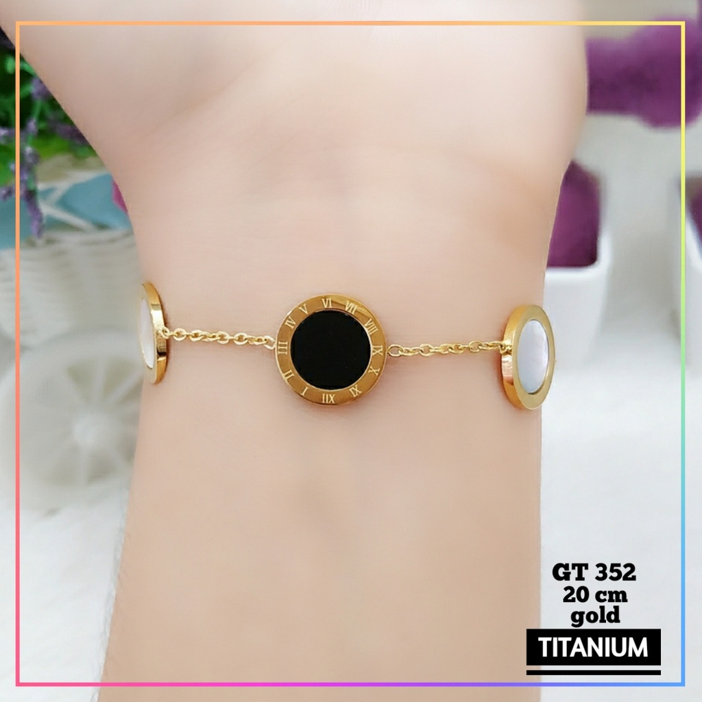 Gelang titanium/stainless steel Gelang Premium Rantai Dewasa Replika Emas Warna Gold Cantik Perhiasan Wanita Anti Karat GT 352