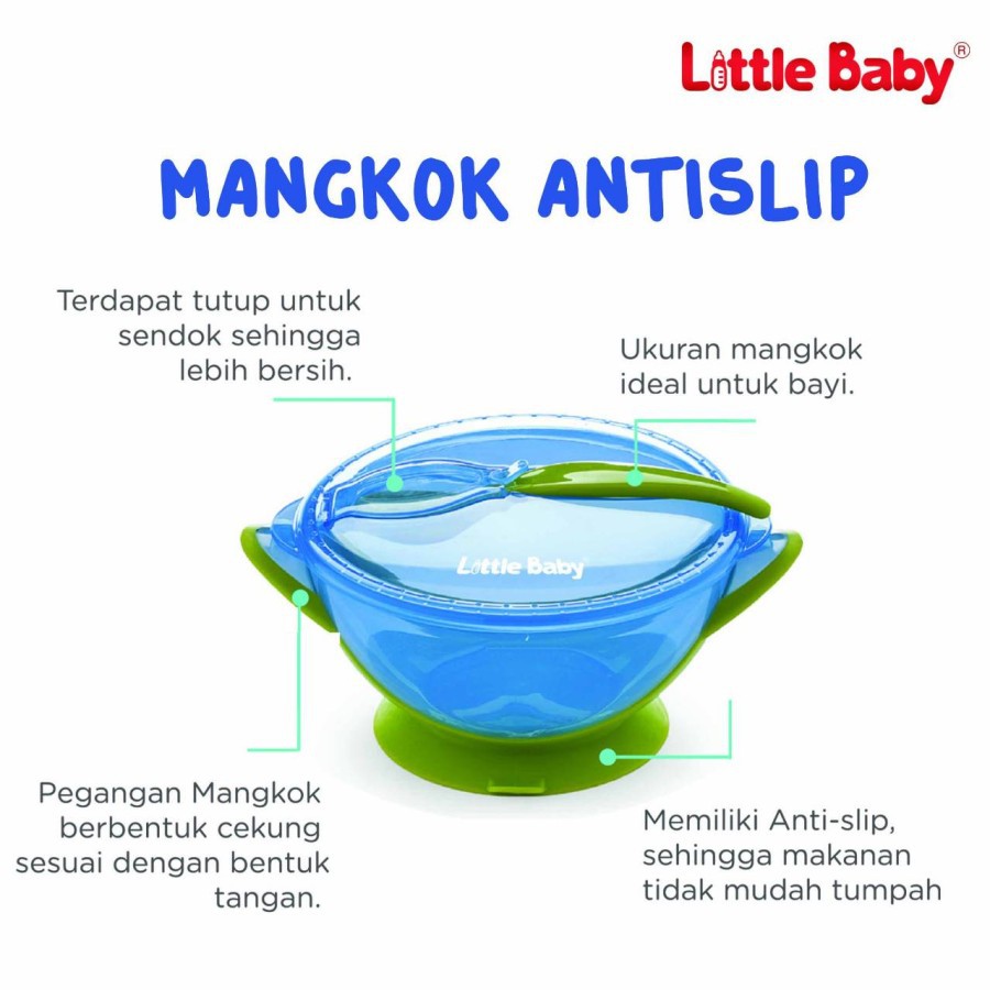 Little Baby Suction Bowl / Mangkok Makan + Sendok Anti Slip Bayi