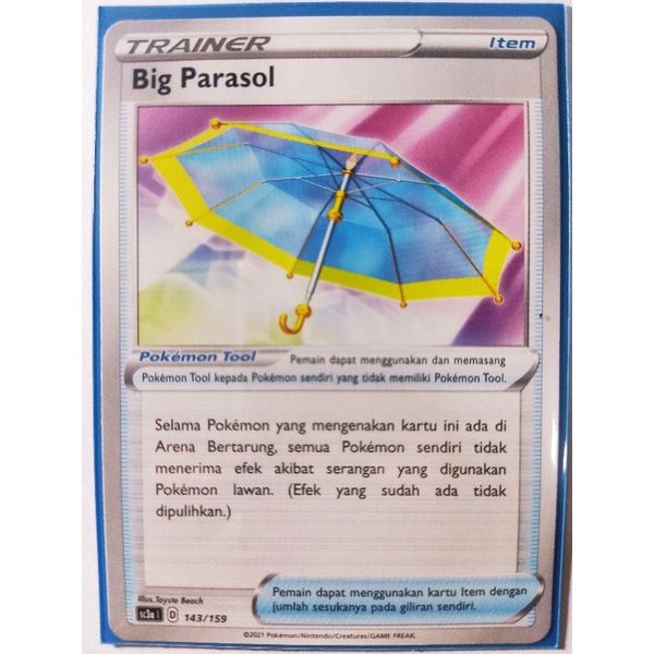 Big Parasol Sc3a 143/159 Trainer Bonus Sleeve Pokemon Trading Card Game TCG Kartu Indonesia