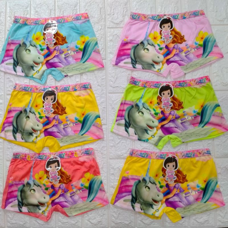 BOXER ANAK CEWEK || [ 6PCS DAN 12PCS ] LUSINAN GROSIR BOXER ANAK WANITA MOTIF KARAKTER || CELANA DAL