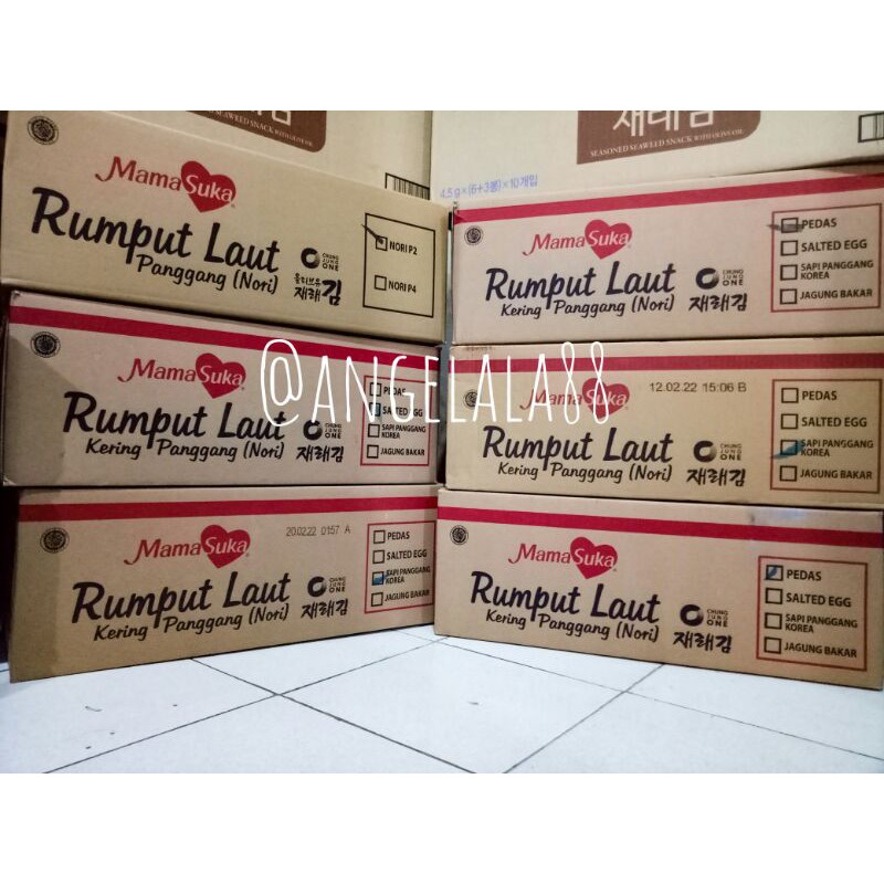 Rumput Laut Kering Panggang Mamasuka 1dus Karton kardus