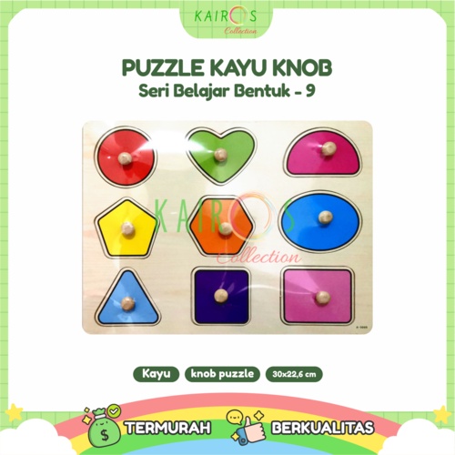 Puzzle Anak Kayu Knob Belajar Shape (Bentuk)