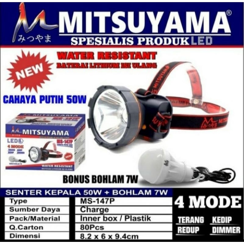 Senter Kepala Mitsuyama 50watt 4 Mode
