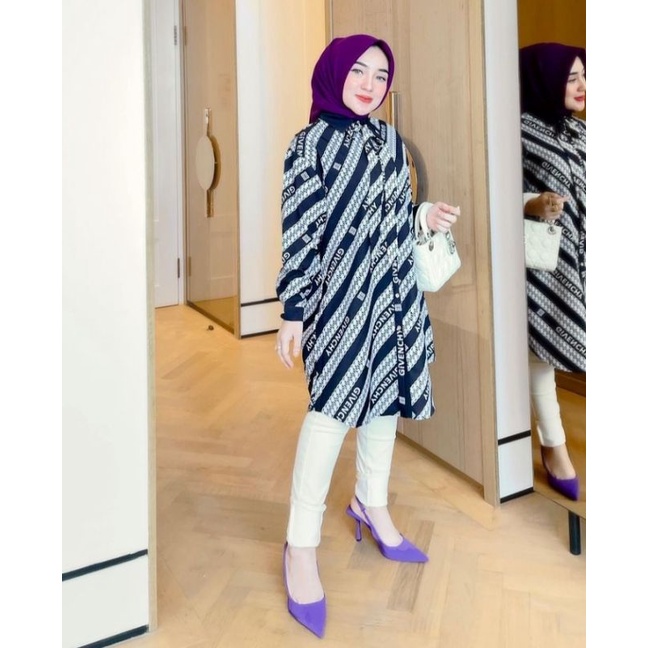 shellasaukia tunik kemeja motif