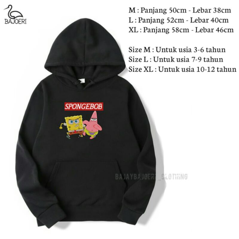 Jaket spongebob supreme sweater hoodie anak original bisa di pakai oleh anak laki-laki dan perempuan