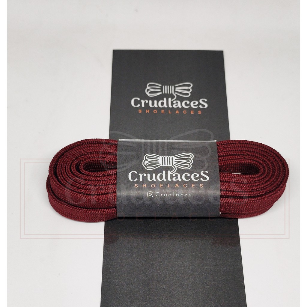 Tali Sepatu Flat Pipih Gepeng Polyester Warna Merah Marun- Shoelaces Flat - Aglets Metal - Crudlaces