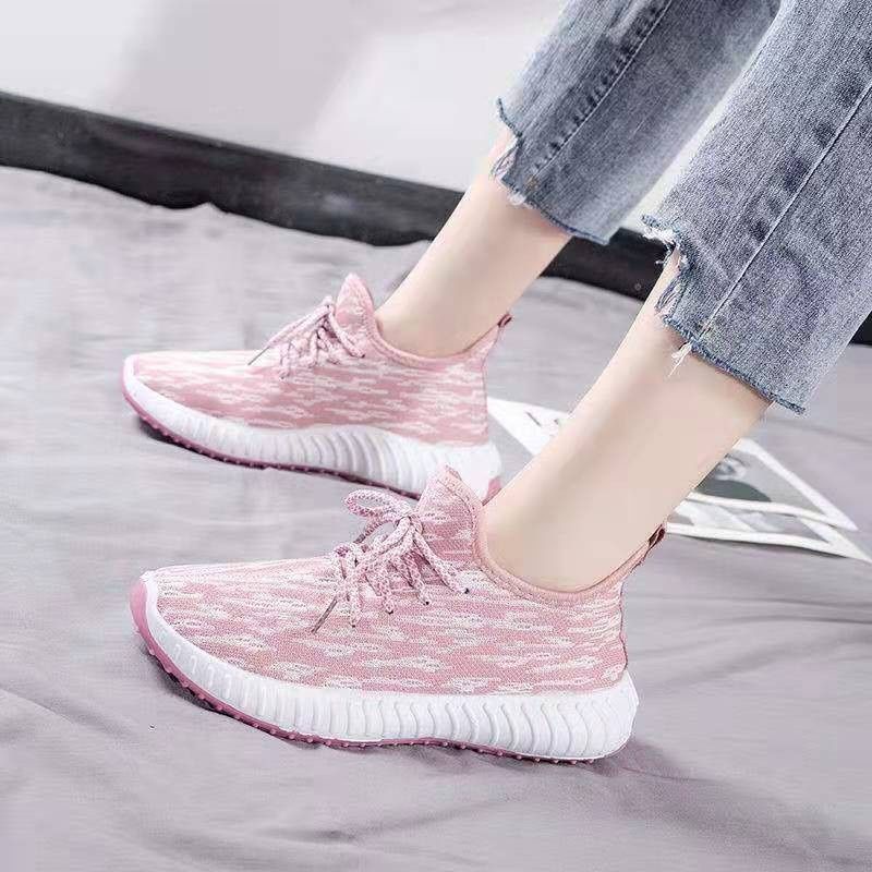 MKT  ,SEPATU WANITA IMPORT KOREA, SNEAKERS WANITA CASUAL SW14-Dusty Pink Loreng