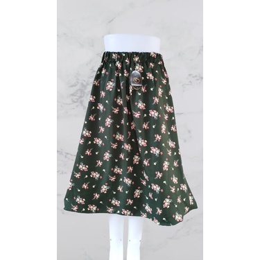 Korean MIdi Skirt Motif Bunga/ Rok Panjang Wanita