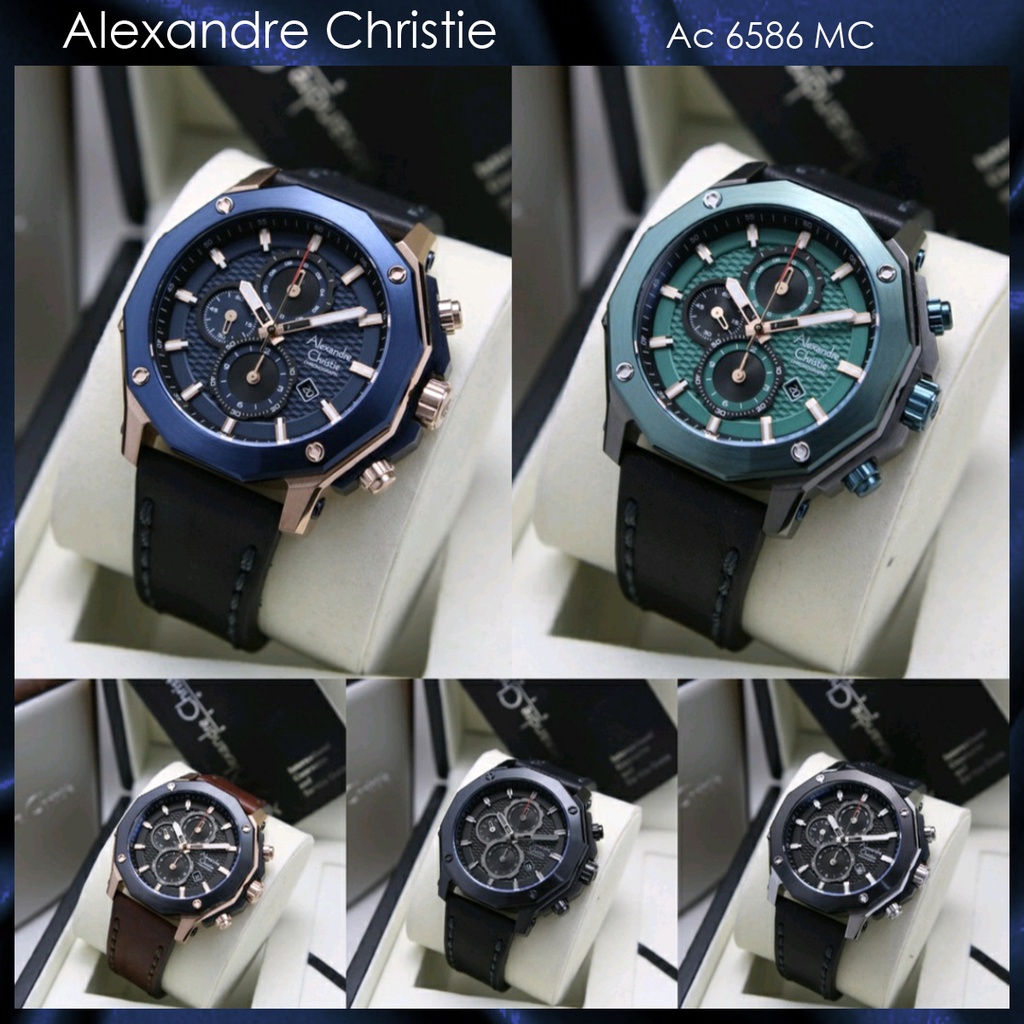 Alexandre Christie Ac 6586 /ac6586 Jam Tangan Kulit Pria Original Garansi Resmi 1 Tahun