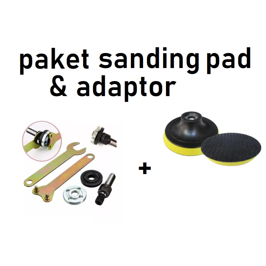 Paket Adaptor Spindel Bor Ke Gerinda Dan Sanding Pad / Paket Baut M 10 + Sanding Pad