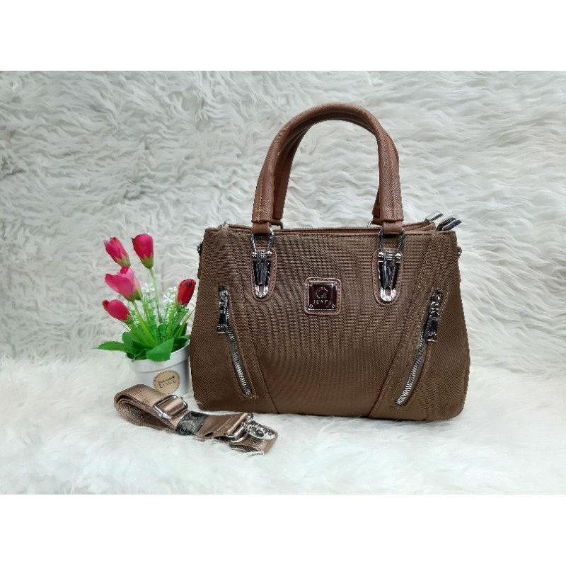 Tas wanita junfa selempang kanvas premium 3 ruang kualitas terjamin