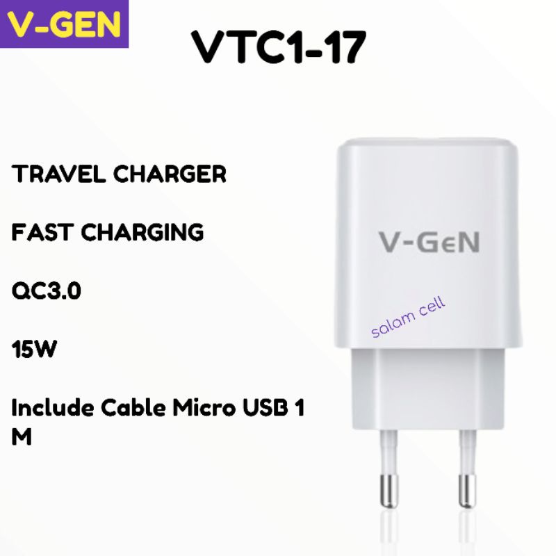 Charger HP V-GEN VTC1-17 Fast Charging Original Vgen Garansi Resmi