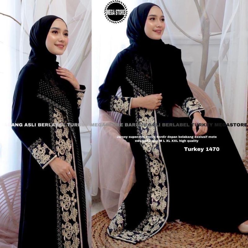 ABAYA TURKEY 1470 GAMIS TURKI ARABIAN JERSEY EKSLUSIF