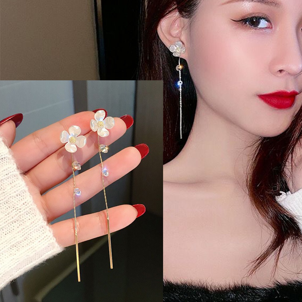 Anting Bunga Panjang Anting Wanita Perhiasan Pesta