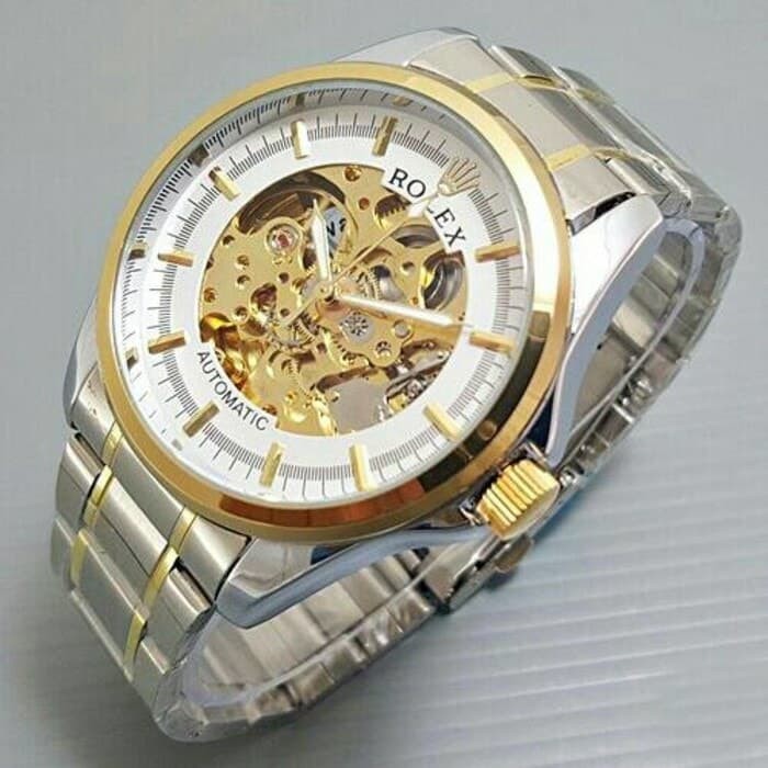 JAM TANGAN PRIA ROLEX AUTOMATIC BESAR SILVER GOLD (GOLD WHITE GOLD)