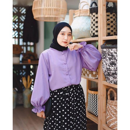 Blouse Wanita Jumbo Blouse Putih Blouse Hitam Blouse Putih Wanita Kemeja Wanita Blouse Crinkle M6J7 