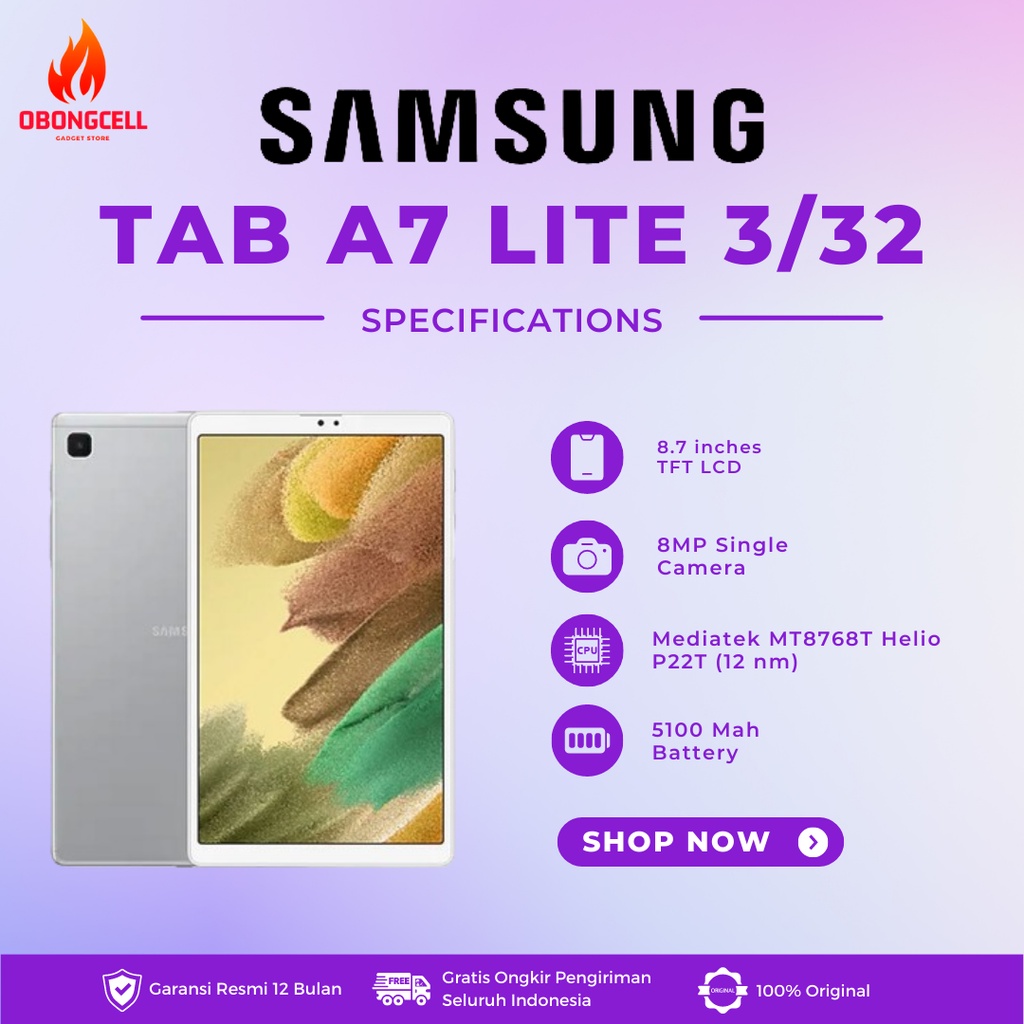 Samsung Galaxy Tab A7 Lite Tablet [3GB/32GB] GARANSI RESMI T225