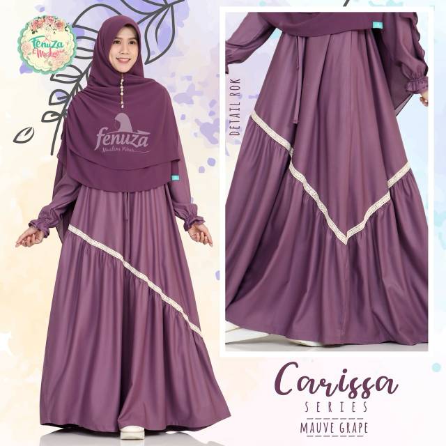 Gamis Carissa by Fenuza Muslim Wear Warna Mauve Grape Cantik Elegan Syari Syar'i
