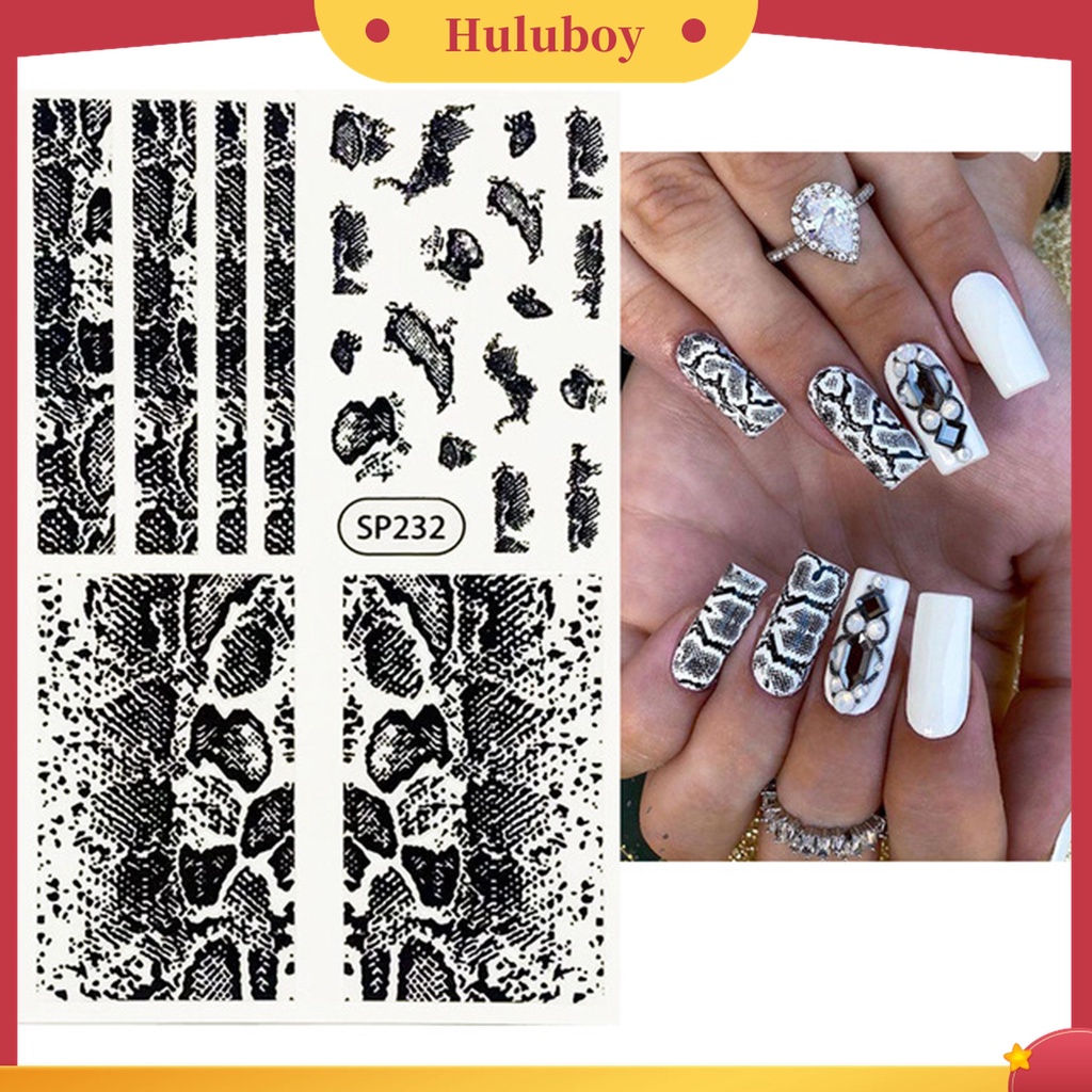Huluboy Huluboy♡ Stiker Kuku Motif Kulit Ular 3D Ultra Tipis Untuk Wanita