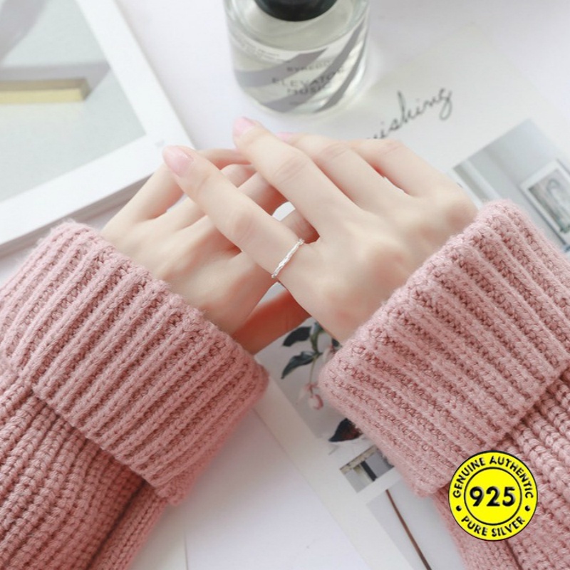 Cincin Adjustable Bahan S925 Silver Gaya Korea Untuk Wanita