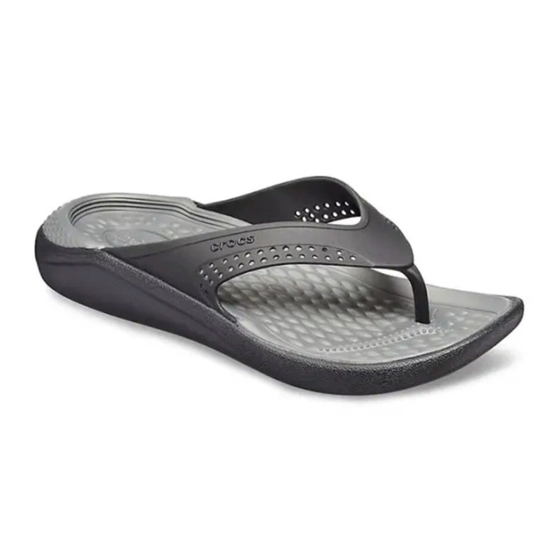 Crocs Literide Flip / Crocs Pria / Sandal Karet / Sandal Jepit / Original - Gray Black