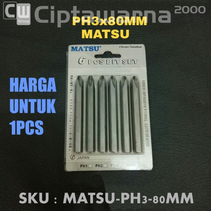 Mata Obeng Ketok PH3 PH2 Matsu / Mata Obeng Ketok PH2 / PH3 x 80MM