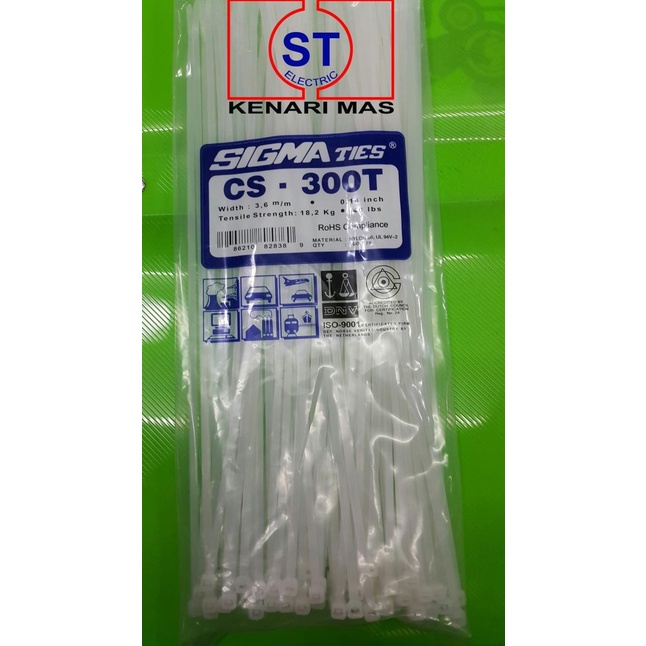 

➧ Kabel Ties / Kabel Tis / Cable Tie CS 300 T PUTIH 30 cm SIGMA ♚