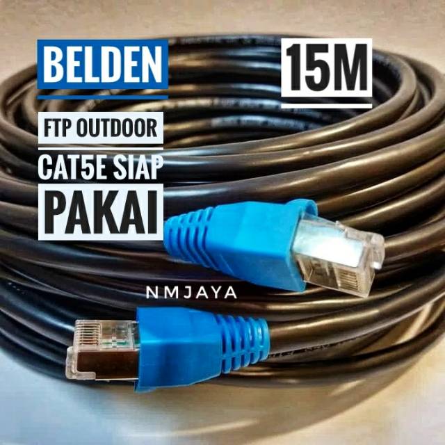 Belden Kabel Lan Outdoor 15 meter STP CAT5e dicrimping rj45 STP Cat5e Belden Tipe 50105F Warna Hitam