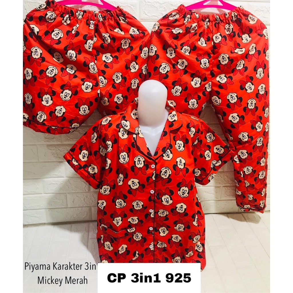 Baju tidur wanita dewasa 3 in 1 / Piyama wanita CP 3 in 1