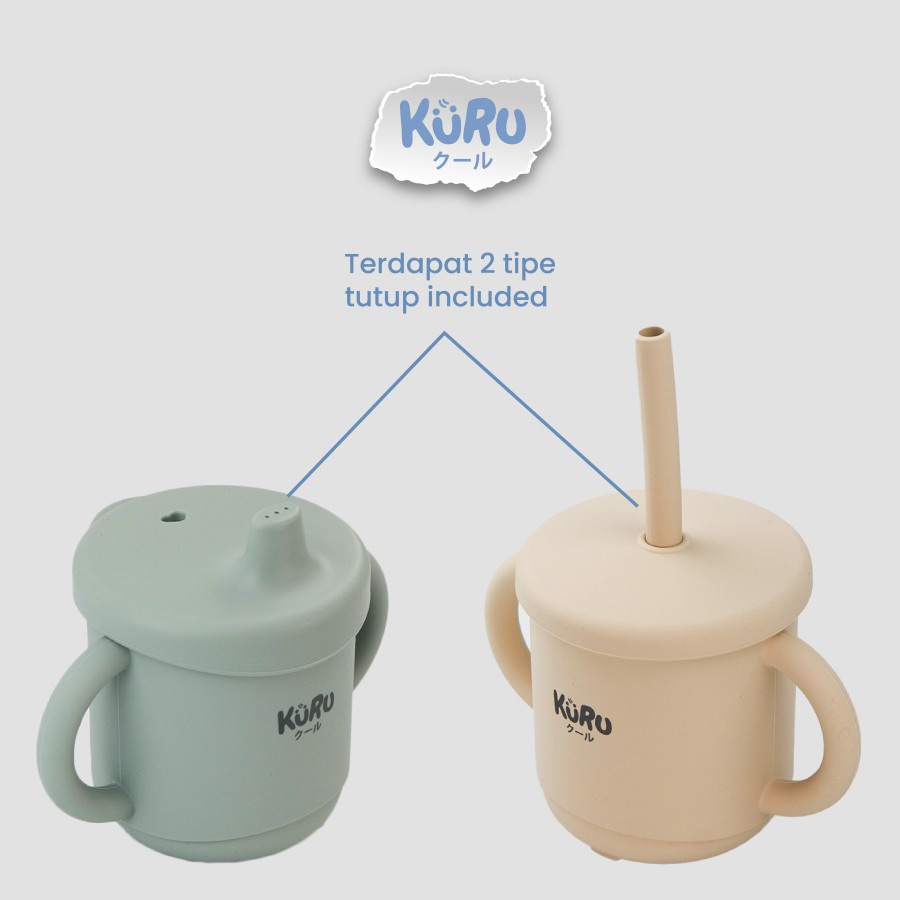 Kuru Baby Silicone Sippy Cup Set | Gelas Silicone Bayi + Straw SC20 ( MBS )