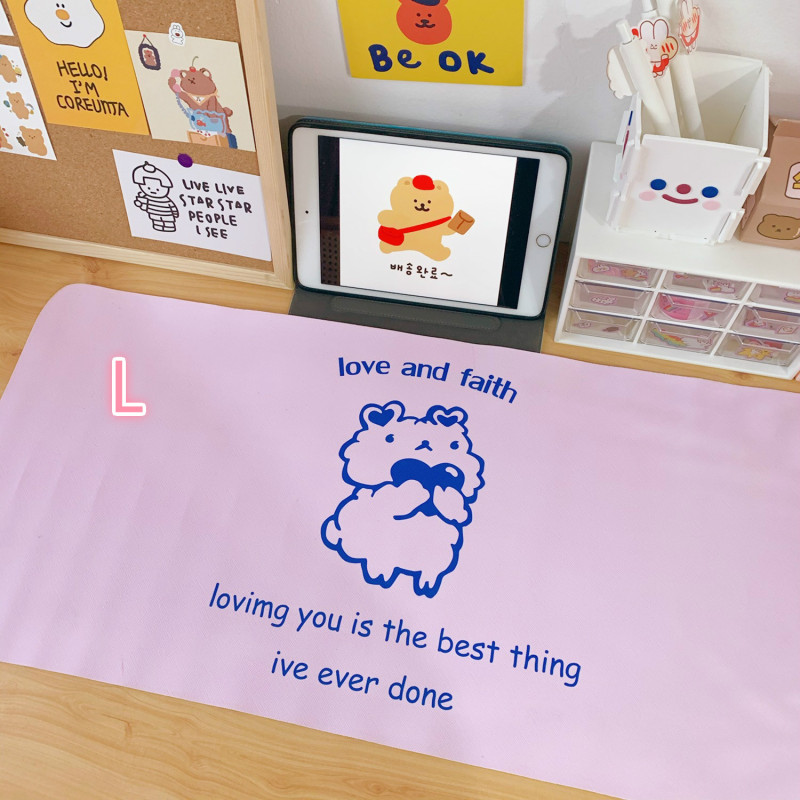 Mouse Pad Anti Air Motif Kartun Beruang / Anjing Warna Pelangi Gaya Korea Untuk Hadiah