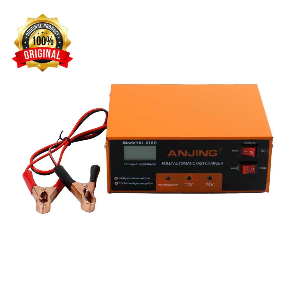 ANJING Charger Carger Cas Caaan Aki Mobil Motor 130W 12V/24V + LCD - AJ-618G